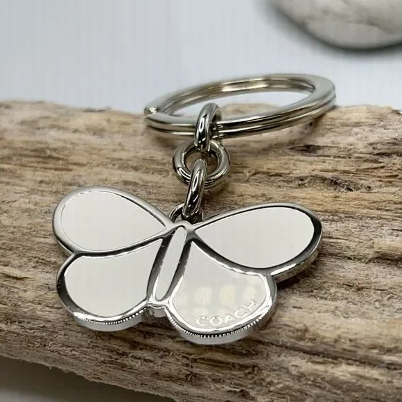 Silver White Butterfly Coach Purse Cham Key Chain - Picture 4 of 4